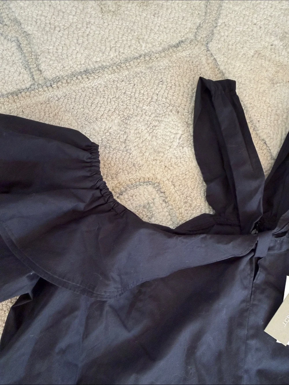 J. Crew Black Off-Shoulder Tie-Neck Blouse